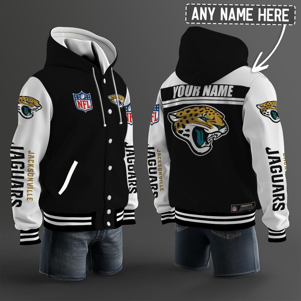 Jacksonville Jaguars NFL Hooded Letterman Jacket Custom Name BRDCT3DA1505