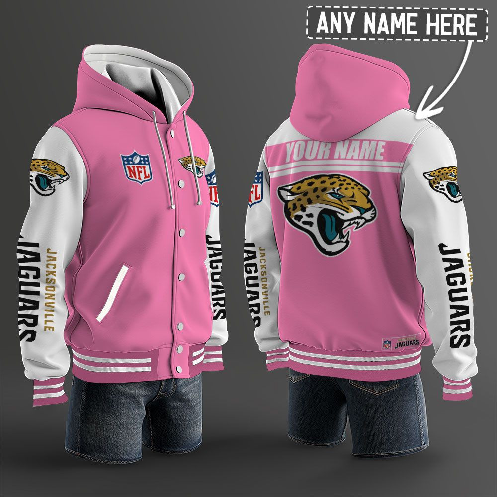 Jacksonville Jaguars NFL Hooded Letterman Jacket Custom Name PBAI3P5