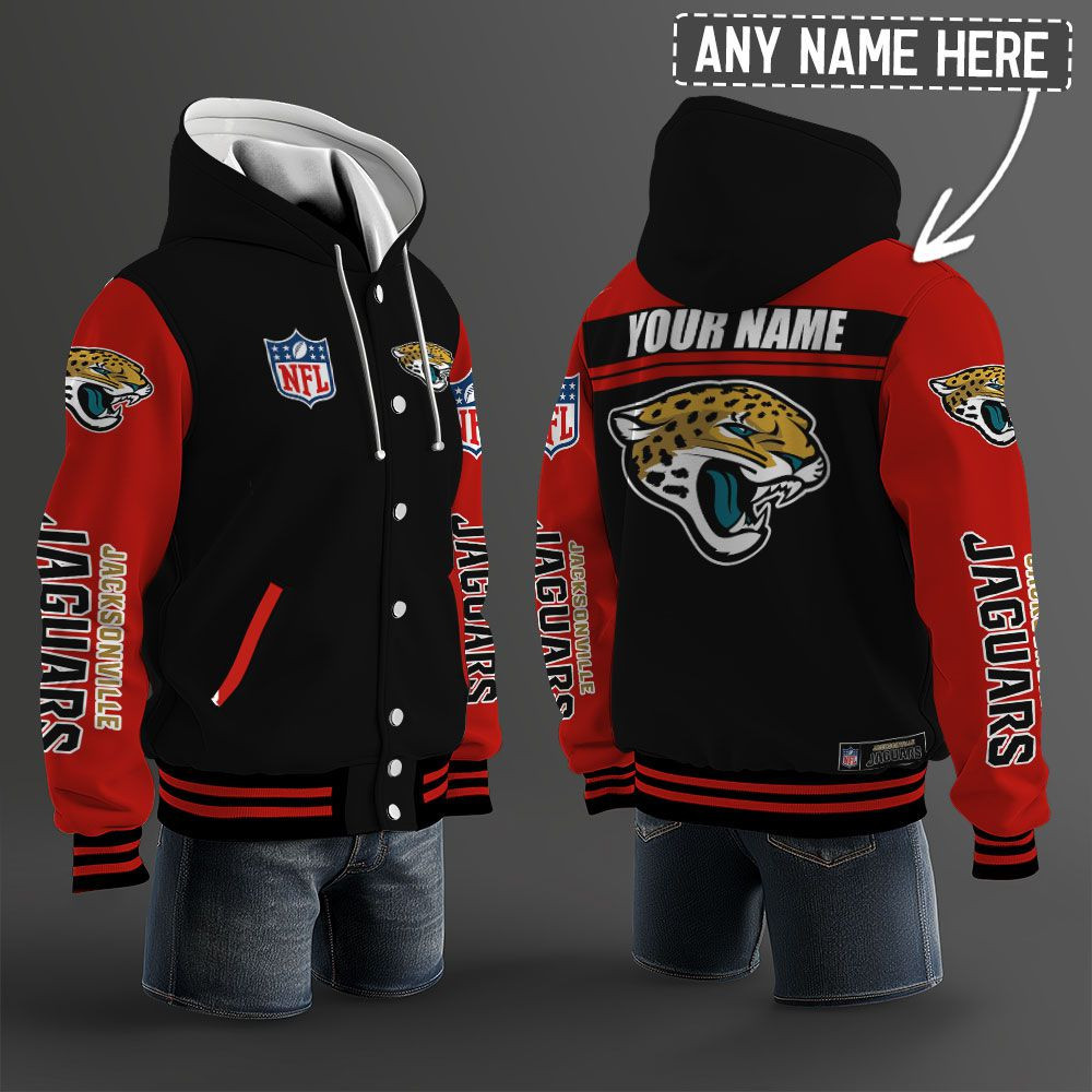 Jacksonville Jaguars NFL Hooded Letterman Jacket Custom Name PBAI3P5