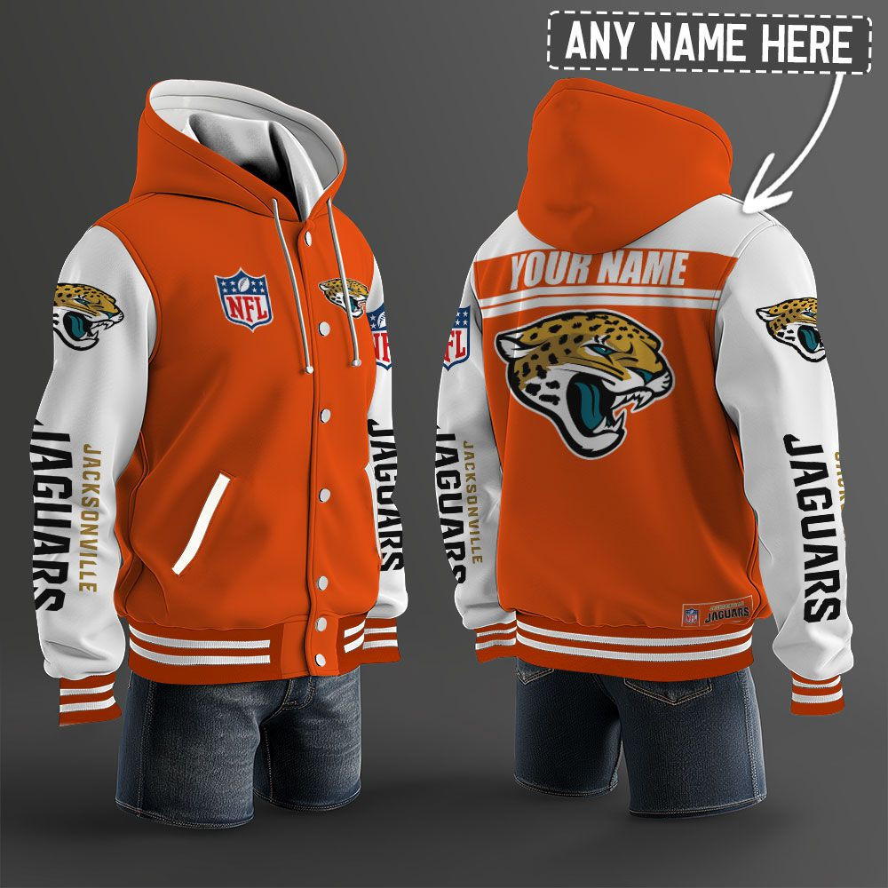 Jacksonville Jaguars NFL Hooded Letterman Jacket Custom Name PBAI3P5