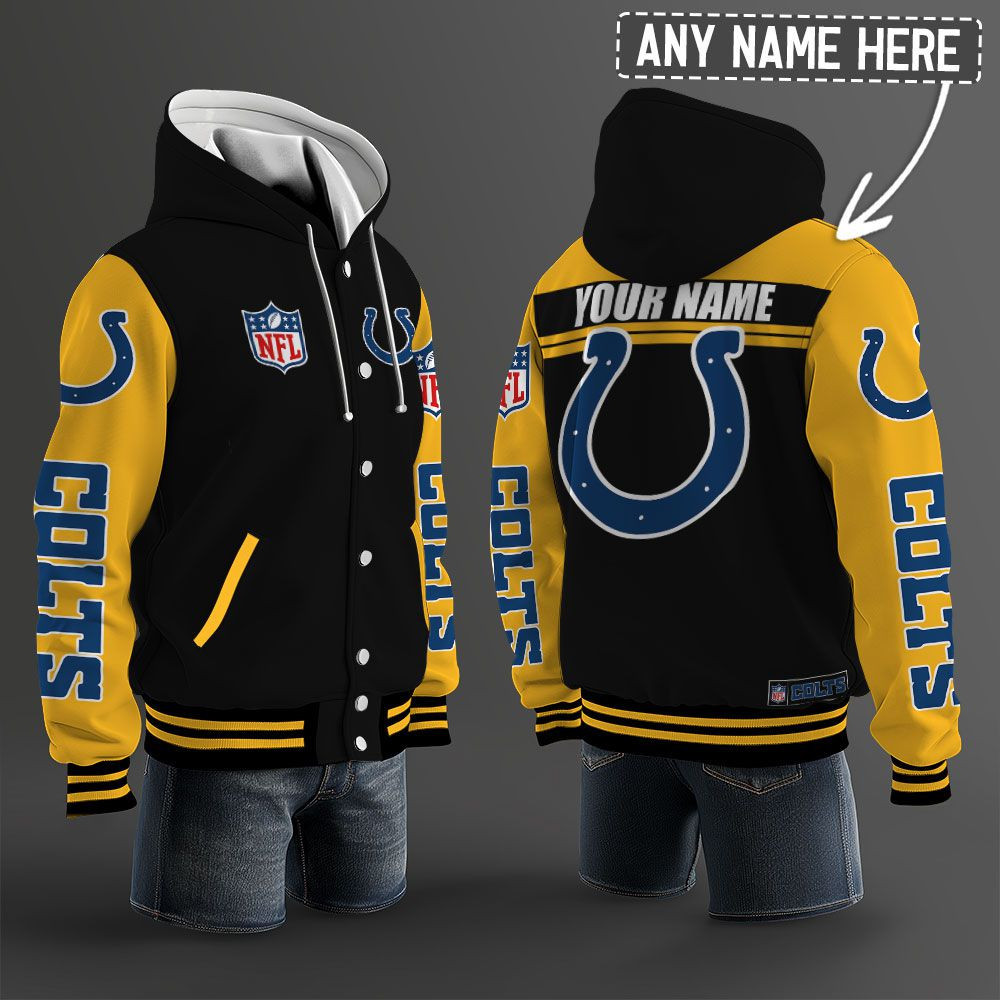 Indianapolis Colts NFL Hooded Letterman Jacket Custom Name PB028QR