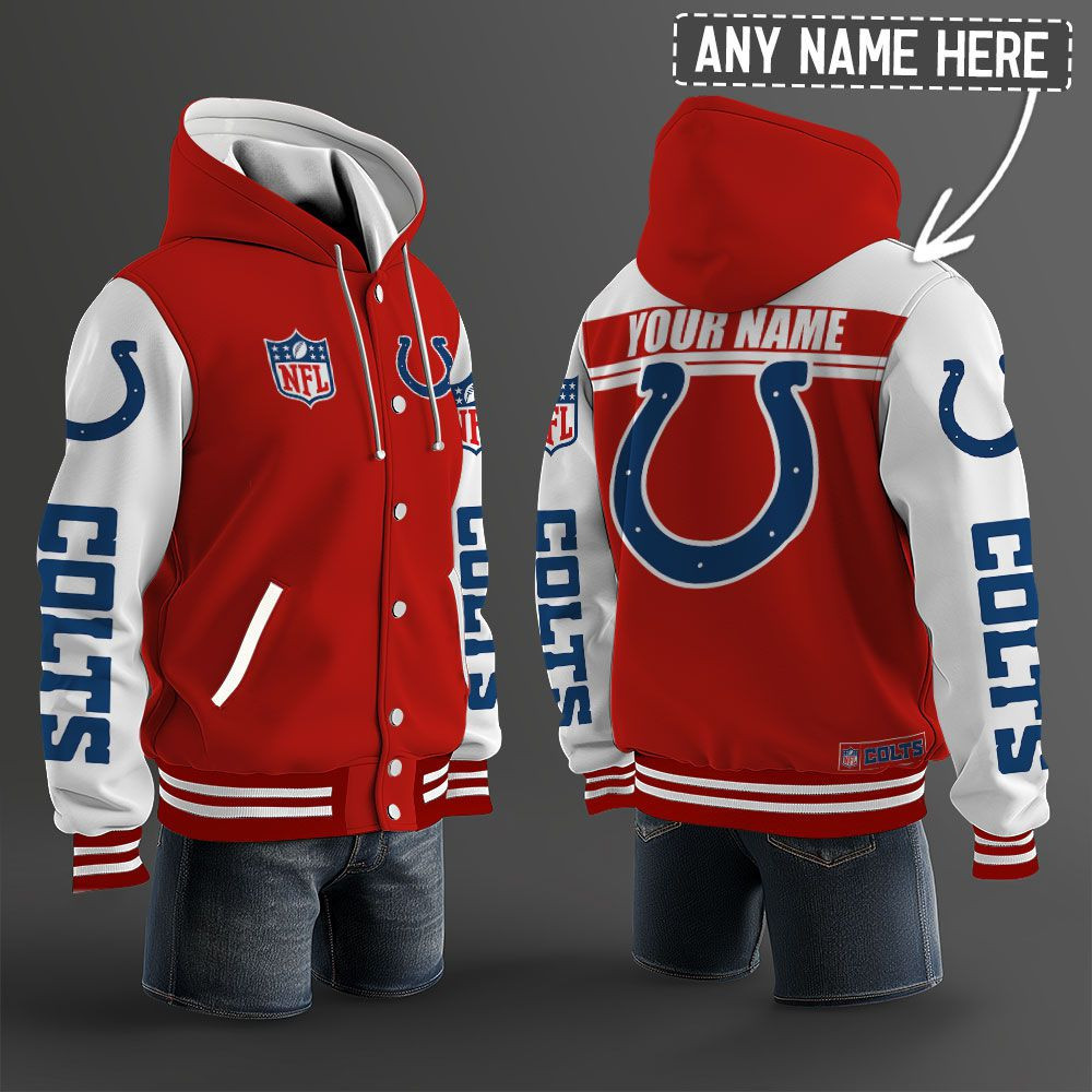 Indianapolis Colts NFL Hooded Letterman Jacket Custom Name PB028QR