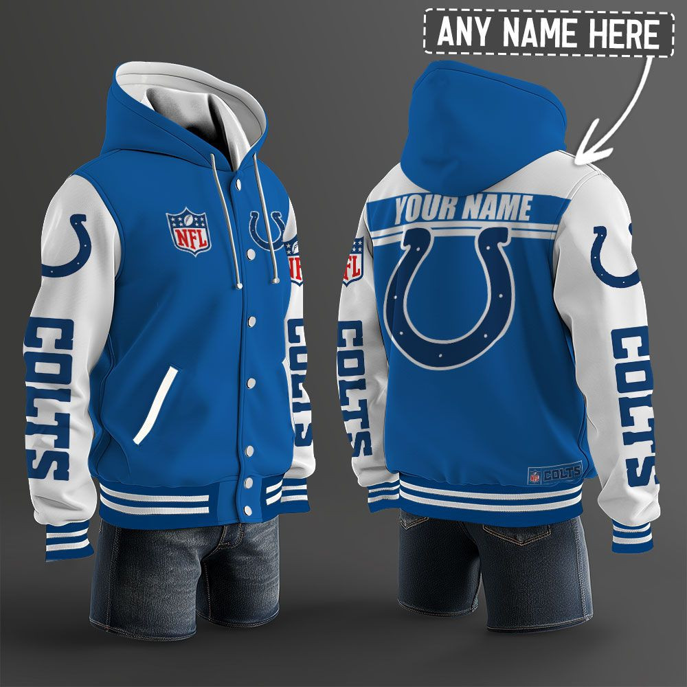 Indianapolis Colts NFL Hooded Letterman Jacket Custom Name PB028QR