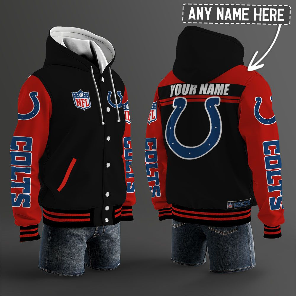 Indianapolis Colts NFL Hooded Letterman Jacket Custom Name PB028QR