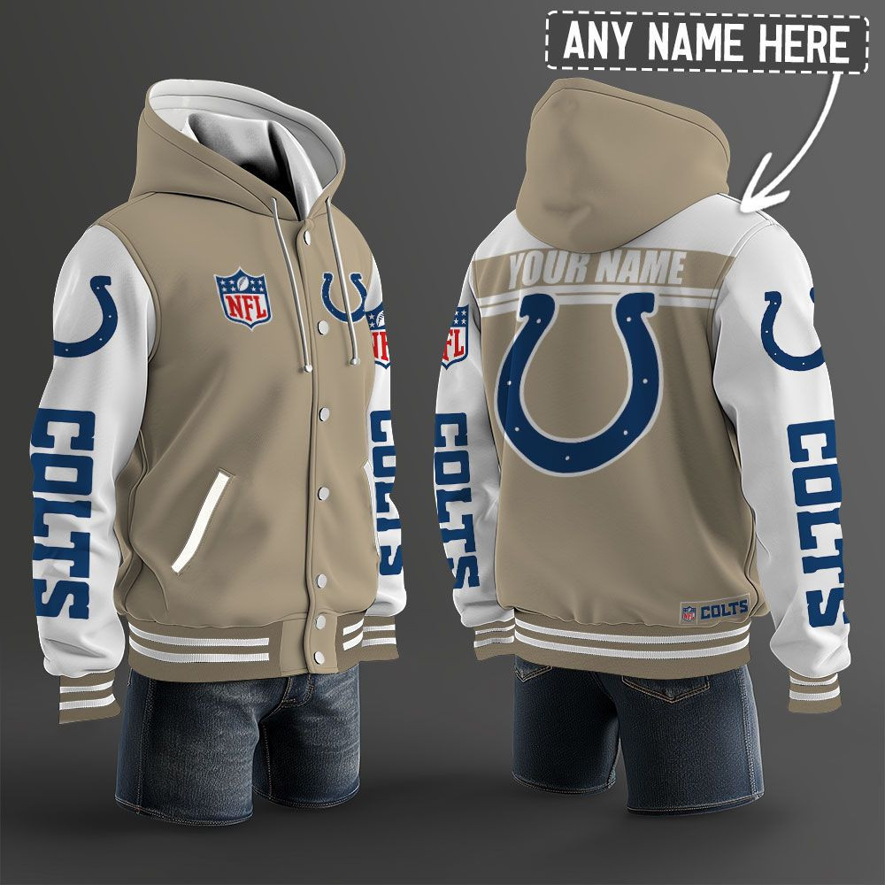 Indianapolis Colts NFL Hooded Letterman Jacket Custom Name PB028QR