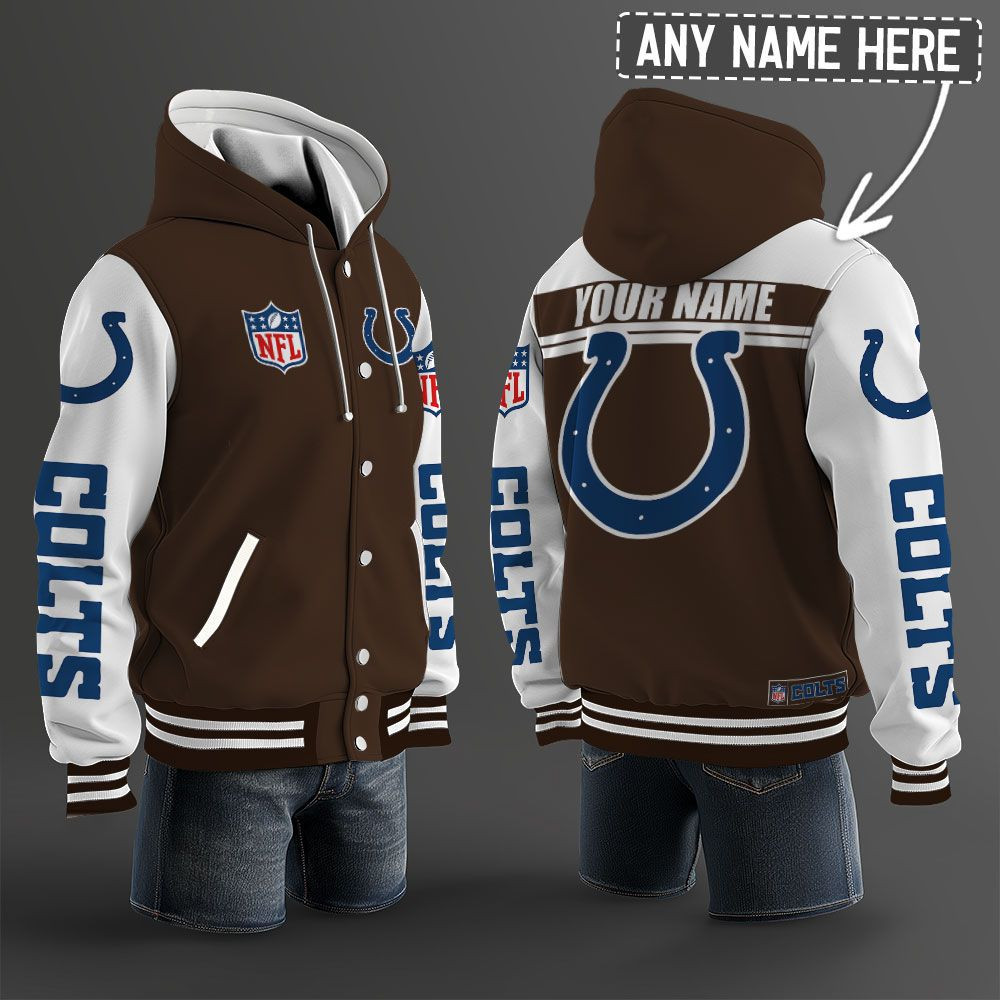 Indianapolis Colts NFL Hooded Letterman Jacket Custom Name PB028QR