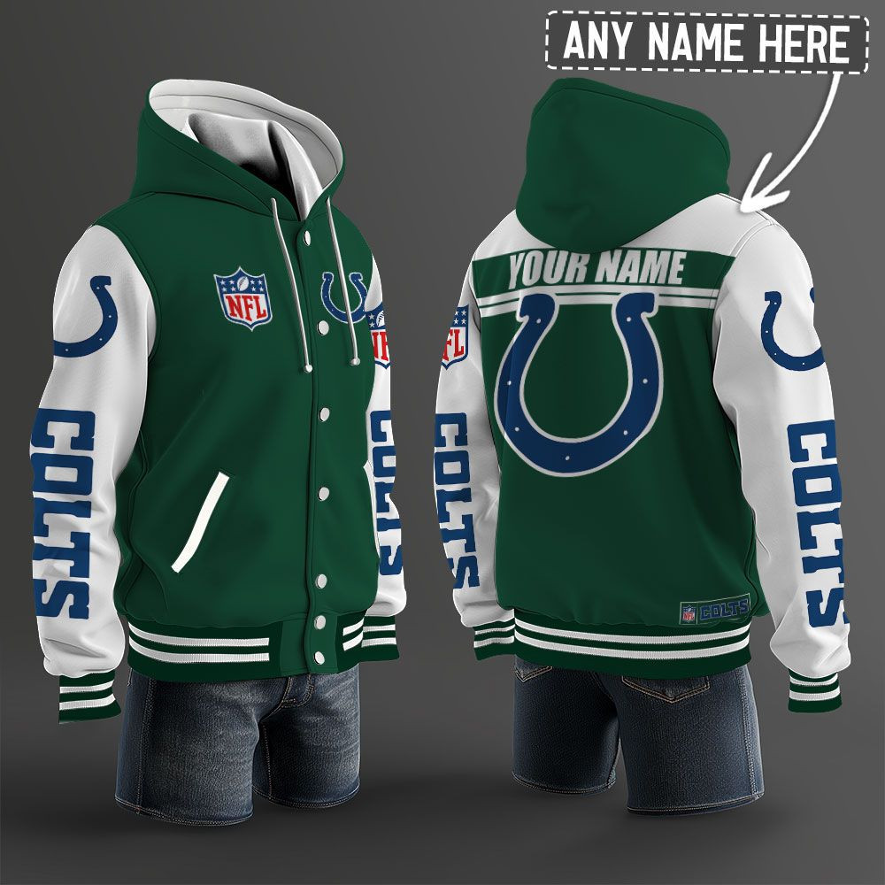 Indianapolis Colts NFL Hooded Letterman Jacket Custom Name PB028QR