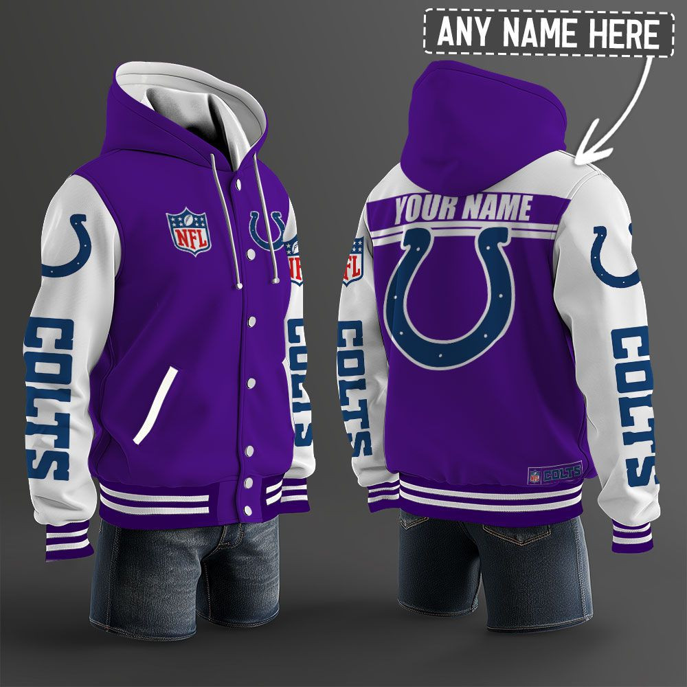 Indianapolis Colts NFL Hooded Letterman Jacket Custom Name PB028QR