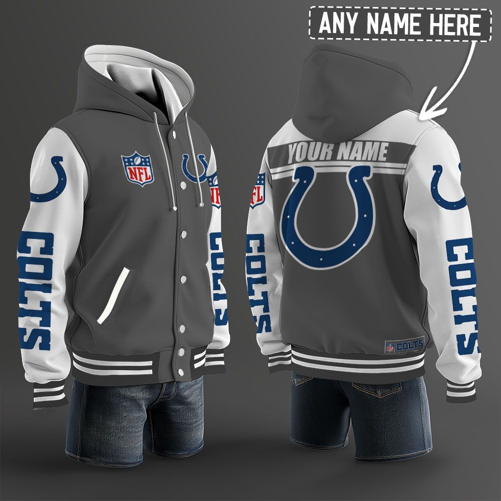 Indianapolis Colts NFL Hooded Letterman Jacket Custom Name PB028QR