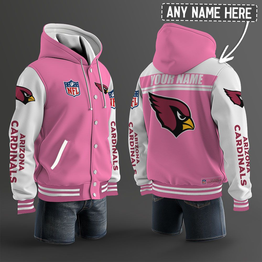 Arizona Cardinals NFL Hooded Letterman Jacket Custom Name PBCQ8X1