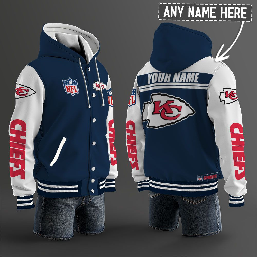 Kansas City Chiefs NFL Hooded Letterman Jacket Custom Name PBH1JWY