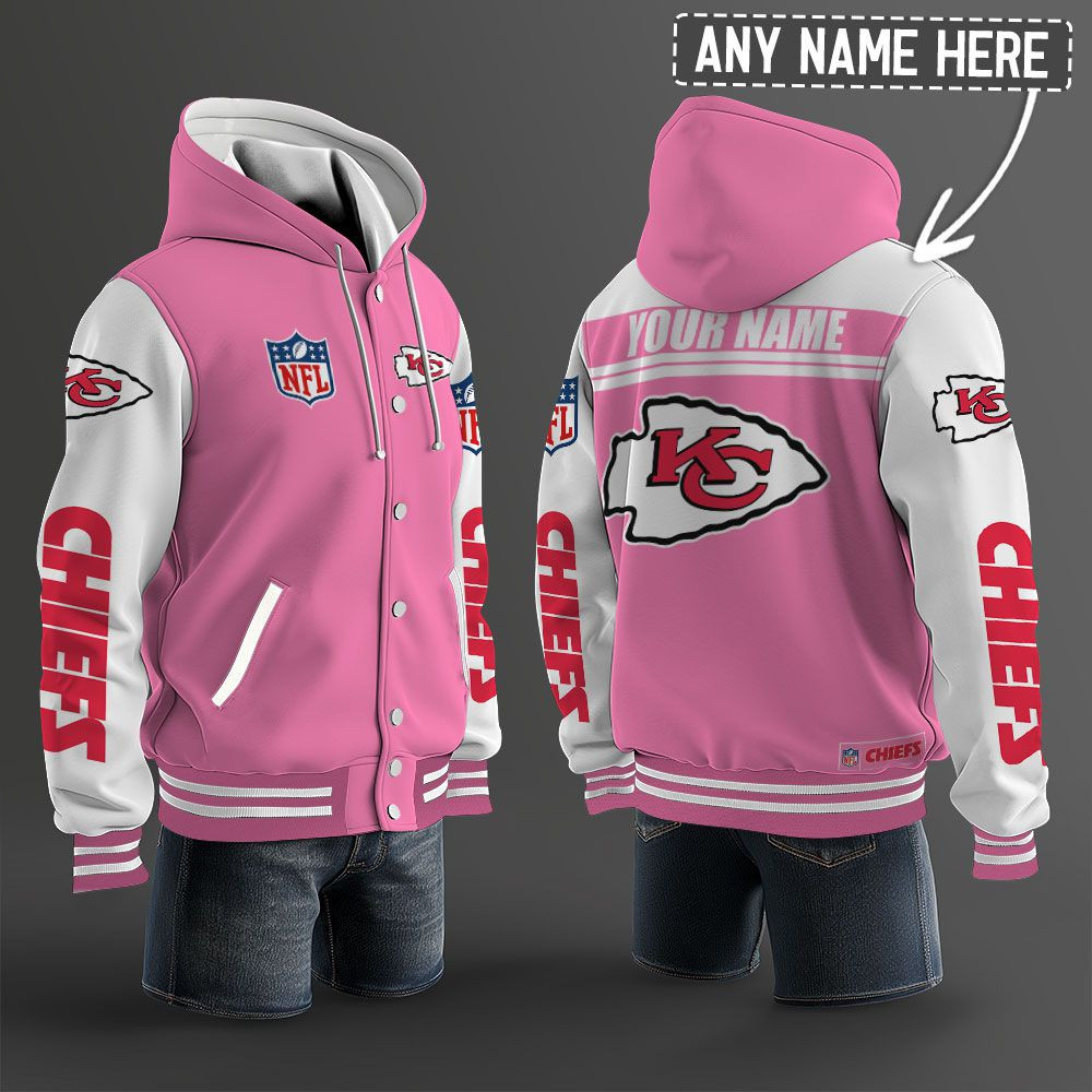 Kansas City Chiefs NFL Hooded Letterman Jacket Custom Name PBH1JWY