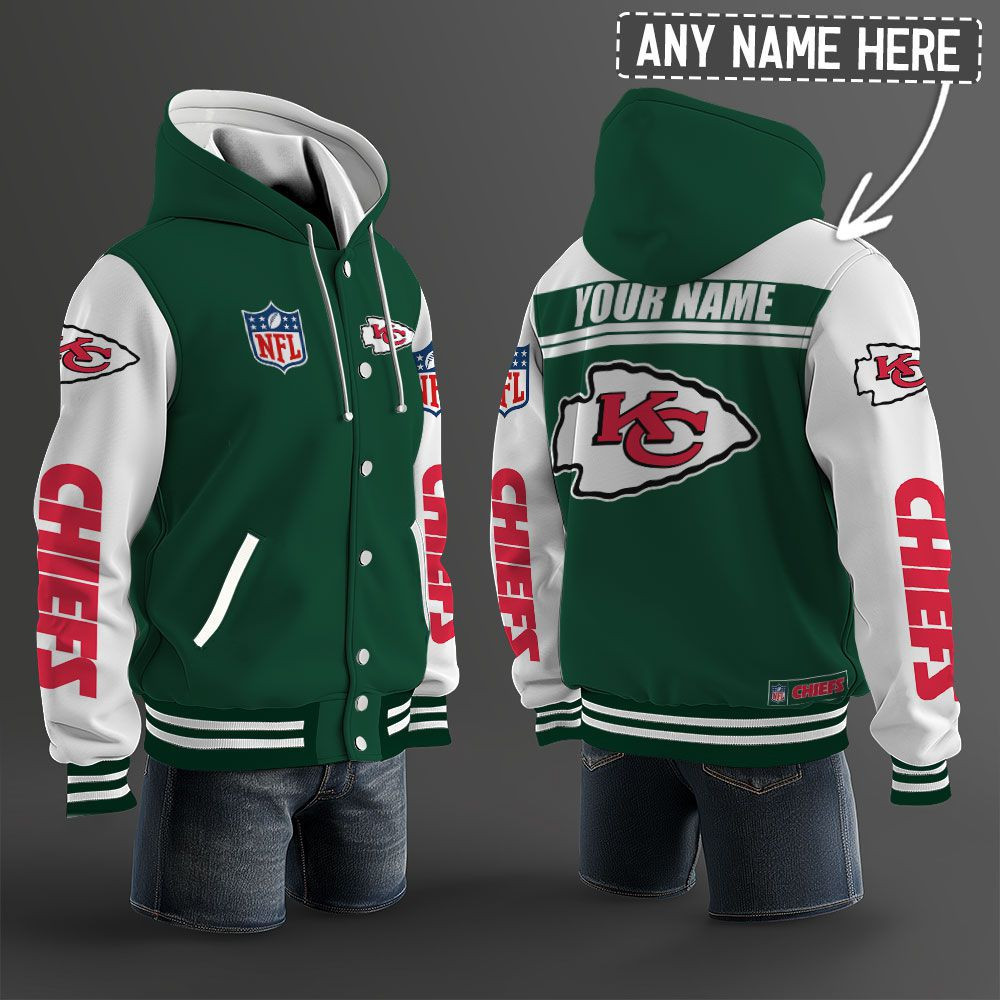 Kansas City Chiefs NFL Hooded Letterman Jacket Custom Name PBH1JWY