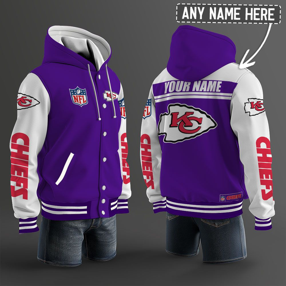 Kansas City Chiefs NFL Hooded Letterman Jacket Custom Name PBH1JWY