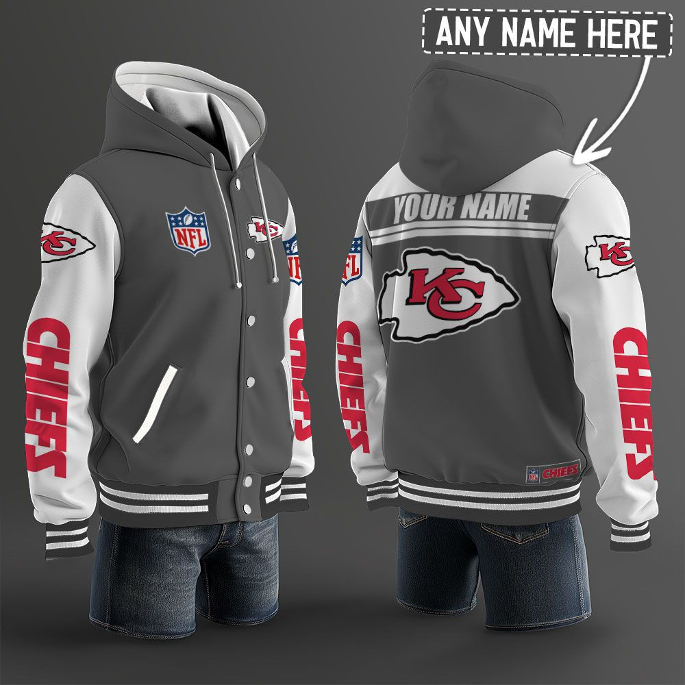 Kansas City Chiefs NFL Hooded Letterman Jacket Custom Name PBH1JWY