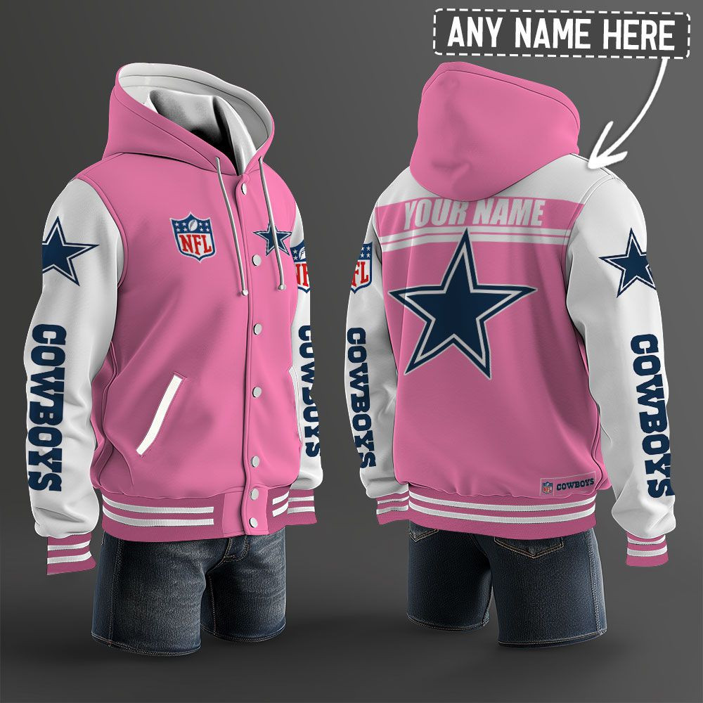 Dallas Cowboys NFL Hooded Letterman Jacket Custom Name PBU5JDE