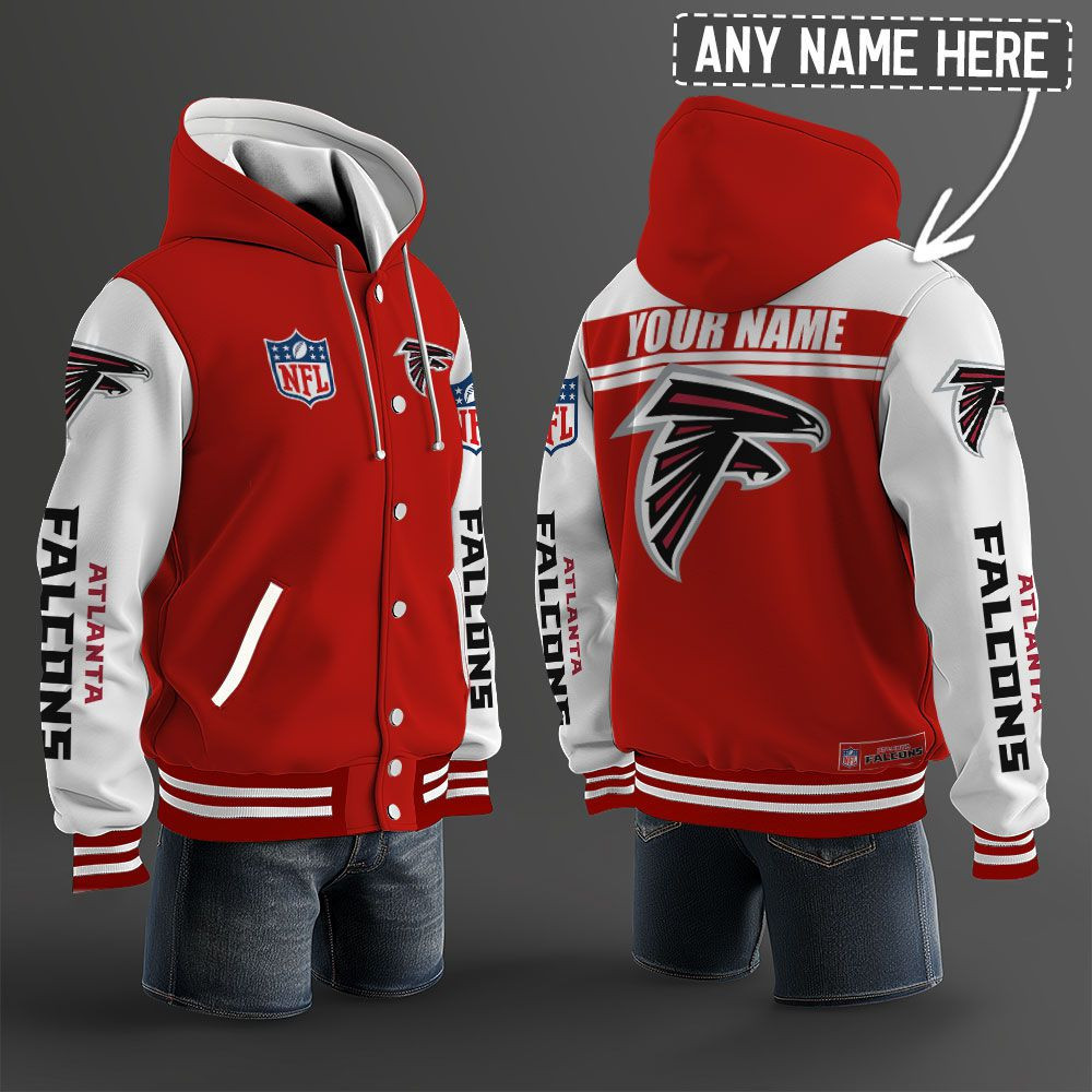 Atlanta Falcons NFL Hooded Letterman Jacket Custom Name PBNJJ79