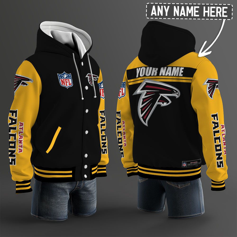 Atlanta Falcons NFL Hooded Letterman Jacket Custom Name PBNJJ79