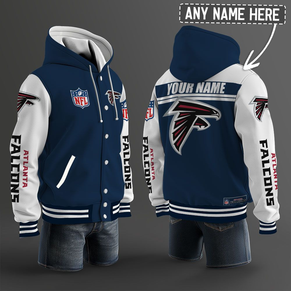 Atlanta Falcons NFL Hooded Letterman Jacket Custom Name PBNJJ79