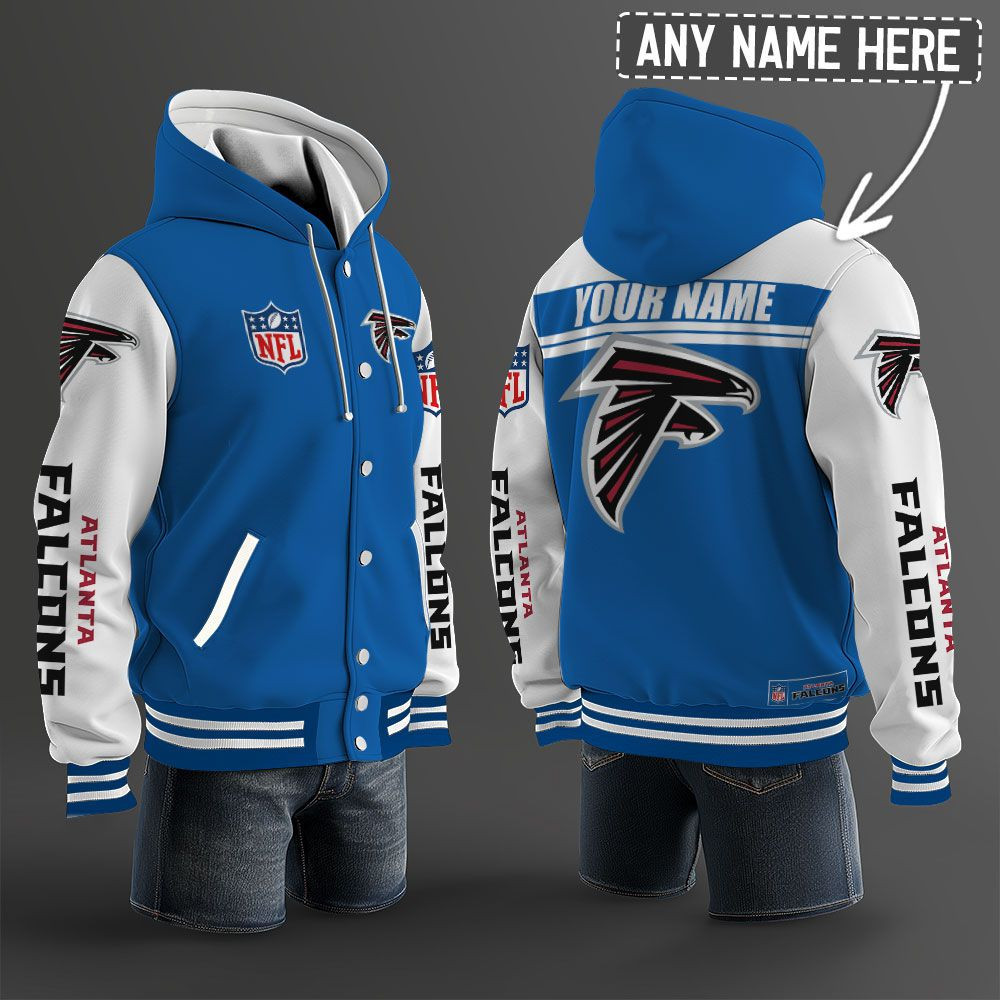 Atlanta Falcons NFL Hooded Letterman Jacket Custom Name PBNJJ79