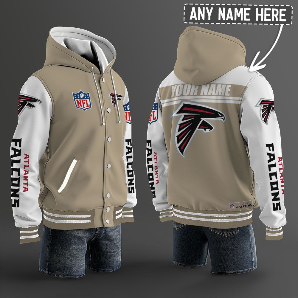 Atlanta Falcons NFL Hooded Letterman Jacket Custom Name PBNJJ79