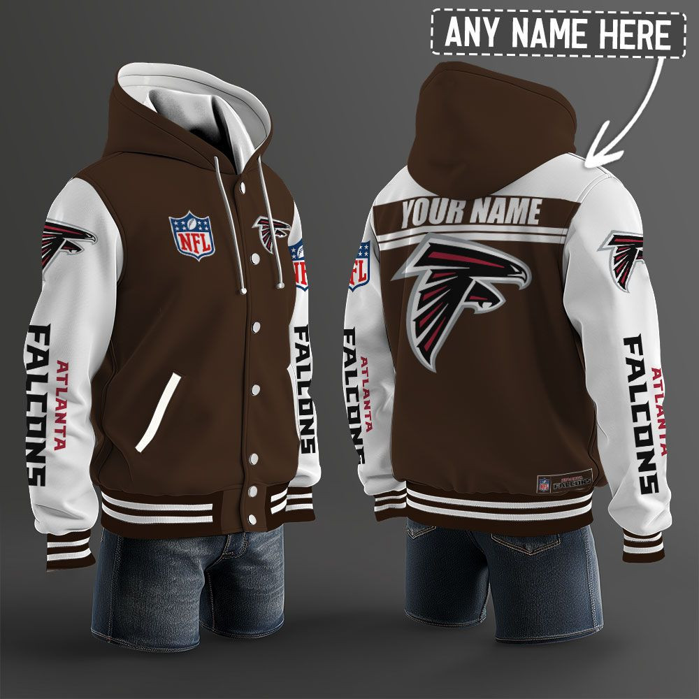 Atlanta Falcons NFL Hooded Letterman Jacket Custom Name PBNJJ79
