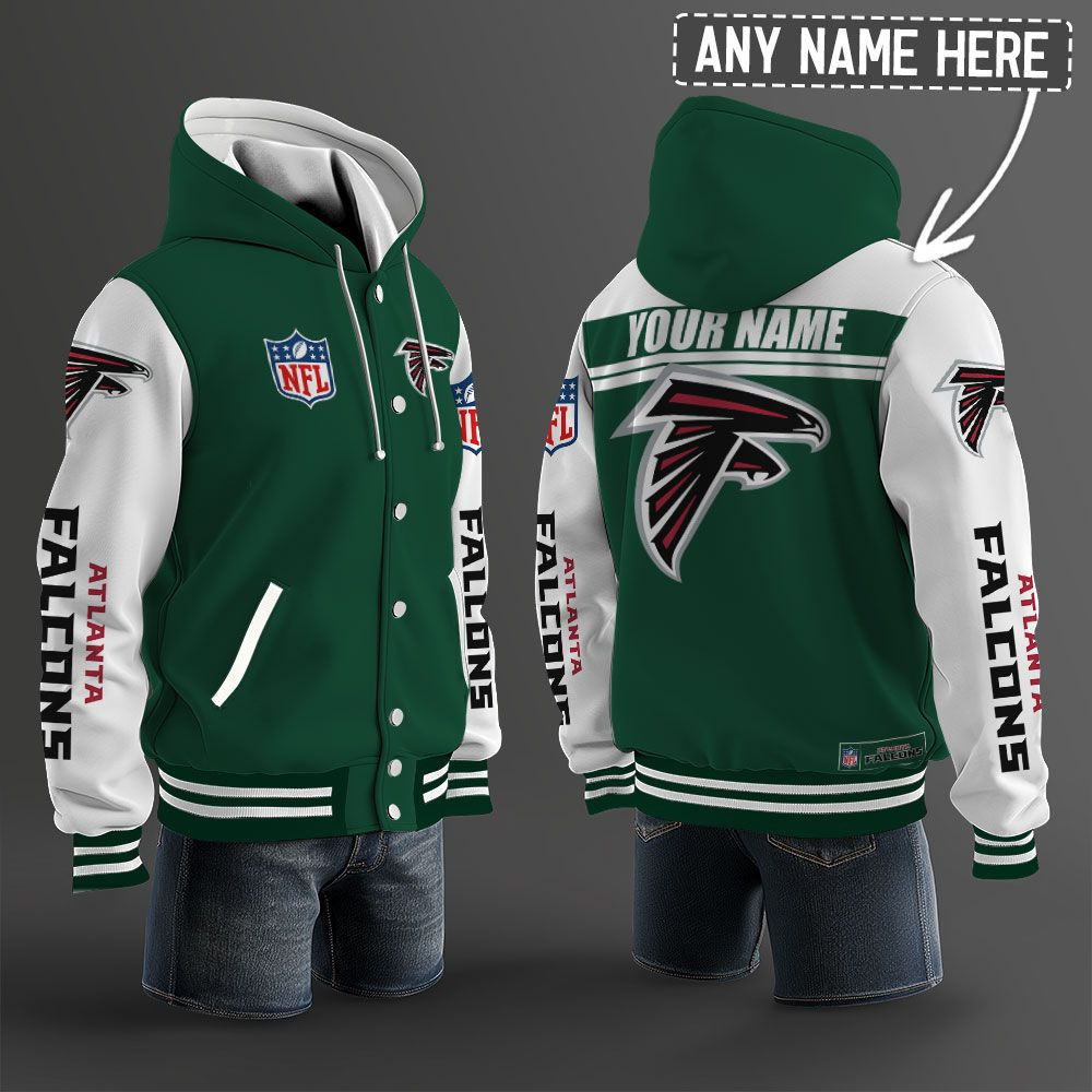 Atlanta Falcons NFL Hooded Letterman Jacket Custom Name PBNJJ79