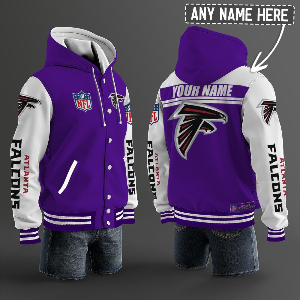 Atlanta Falcons NFL Hooded Letterman Jacket Custom Name PBNJJ79