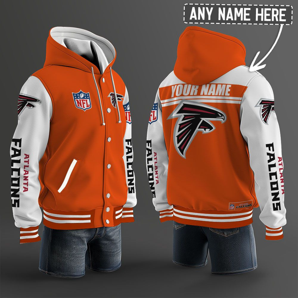 Atlanta Falcons NFL Hooded Letterman Jacket Custom Name PBNJJ79