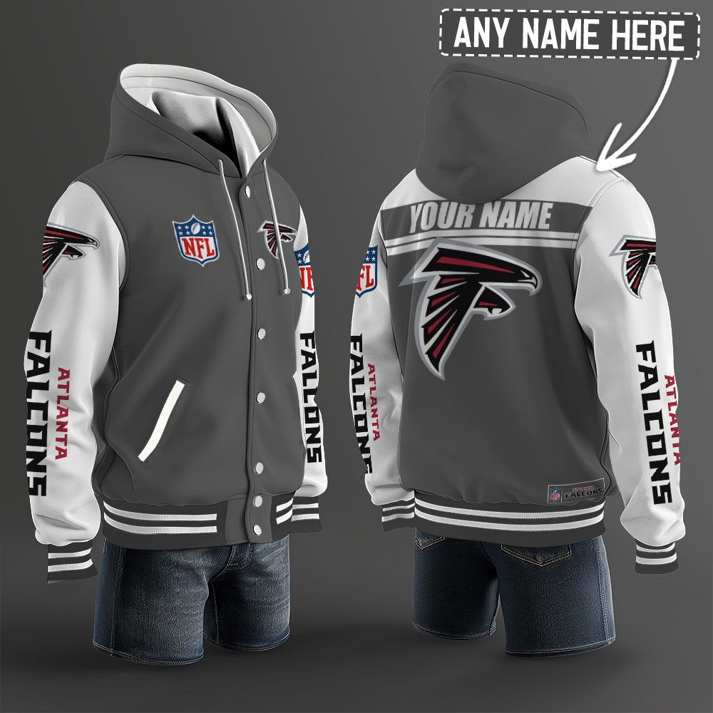 Atlanta Falcons NFL Hooded Letterman Jacket Custom Name PBNJJ79