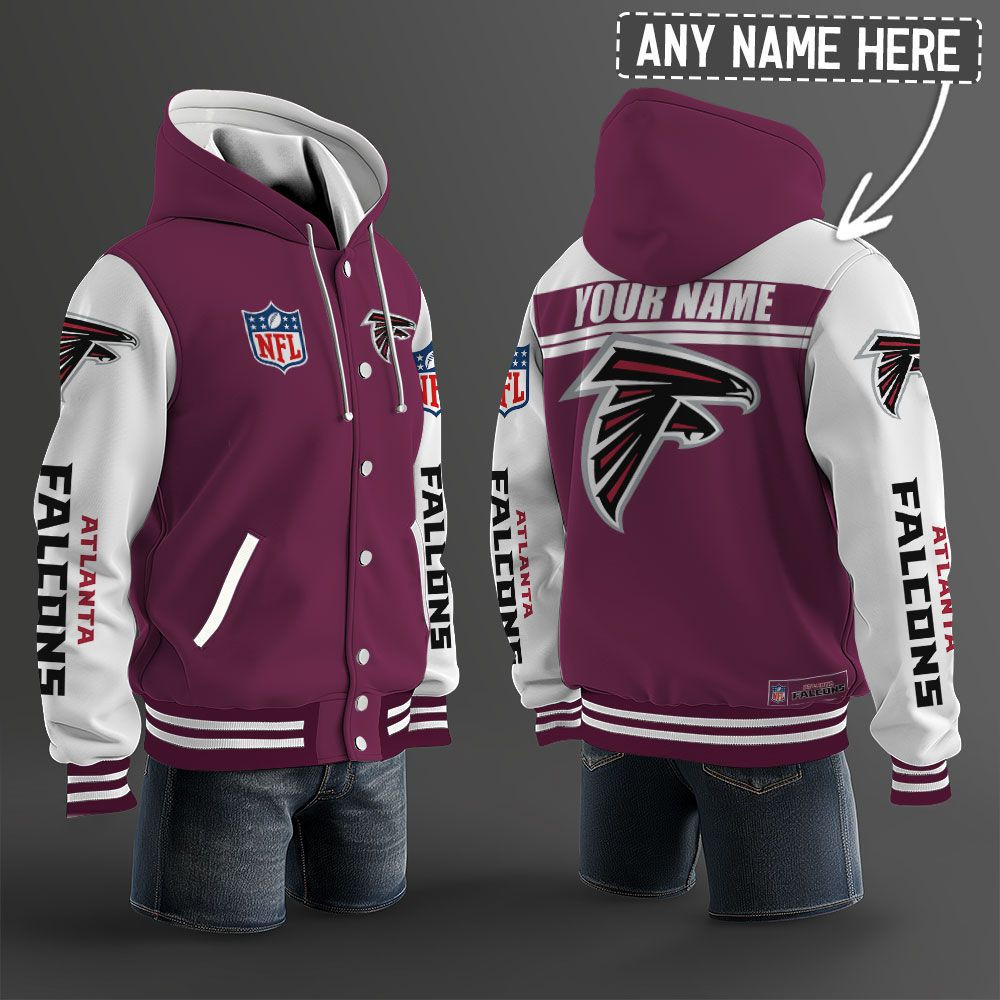Atlanta Falcons NFL Hooded Letterman Jacket Custom Name PBNJJ79