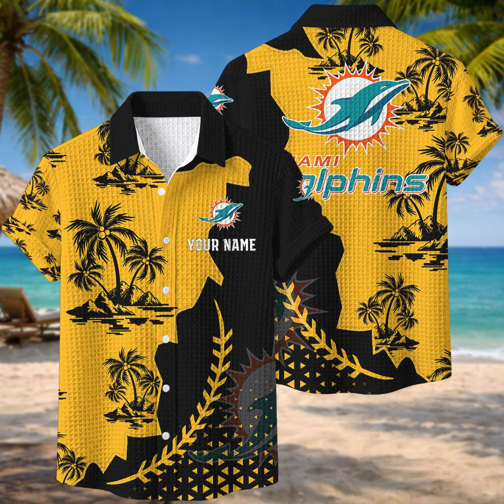 Miami Dolphins NFL Waffle Hawaiian Shirt PBRZQK9
