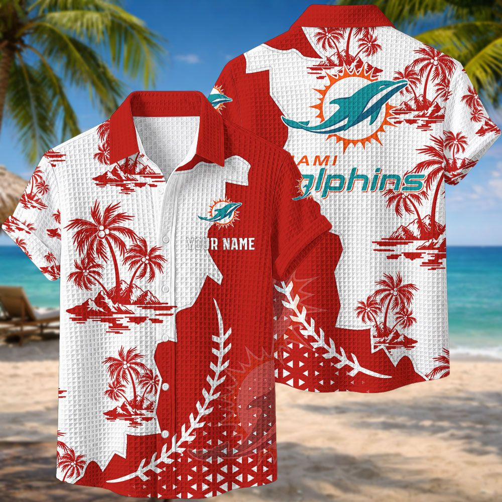Miami Dolphins NFL Waffle Hawaiian Shirt PBRZQK9