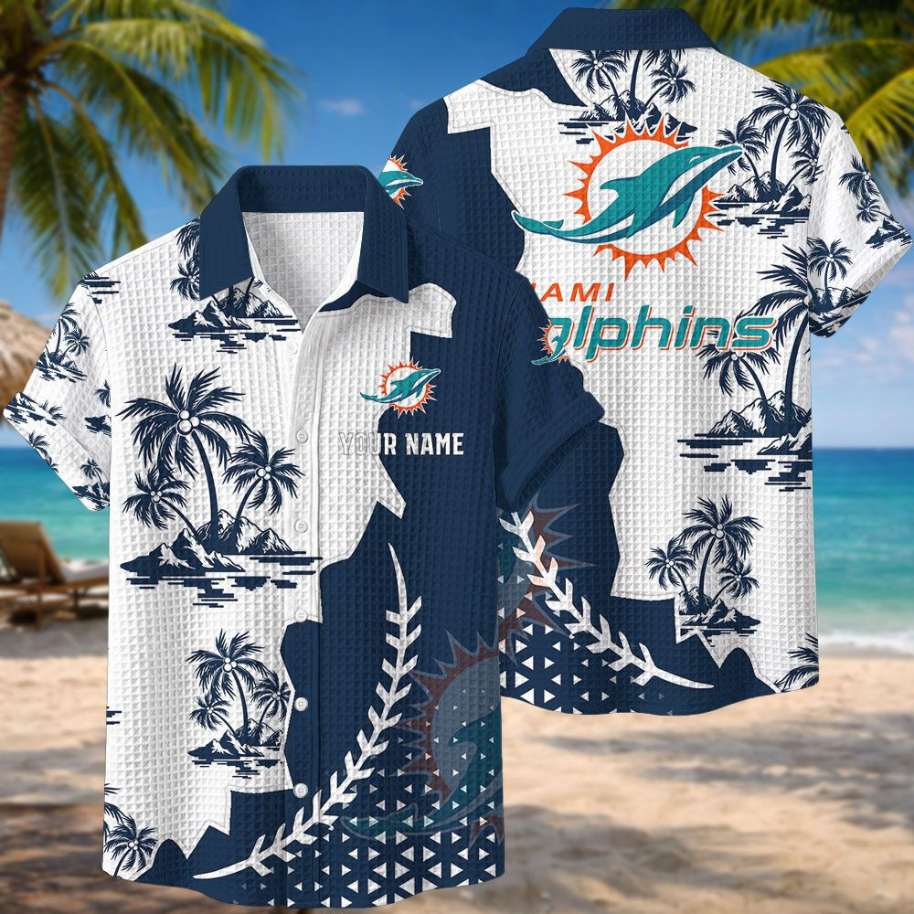 Miami Dolphins NFL Waffle Hawaiian Shirt PBRZQK9