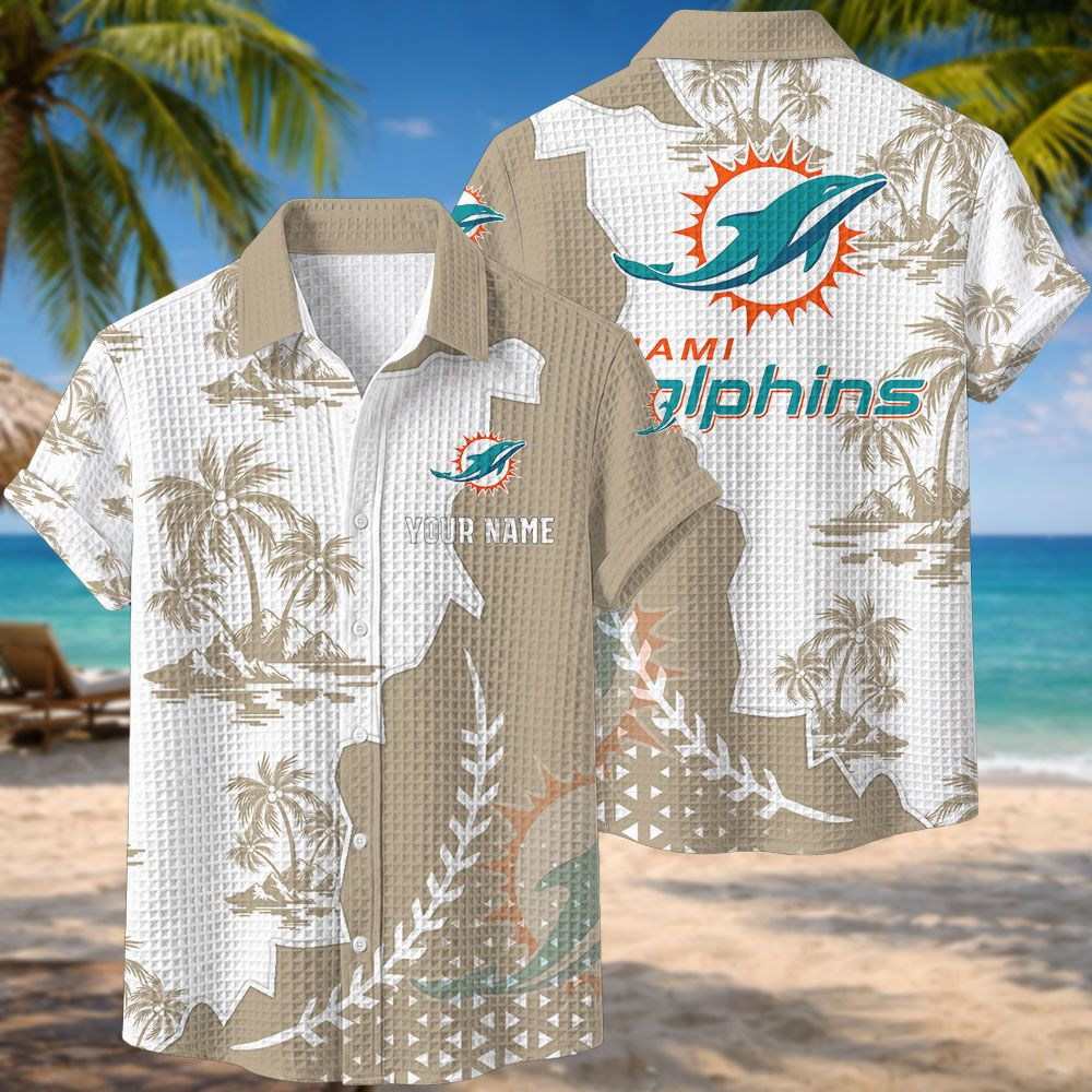 Miami Dolphins NFL Waffle Hawaiian Shirt PBRZQK9