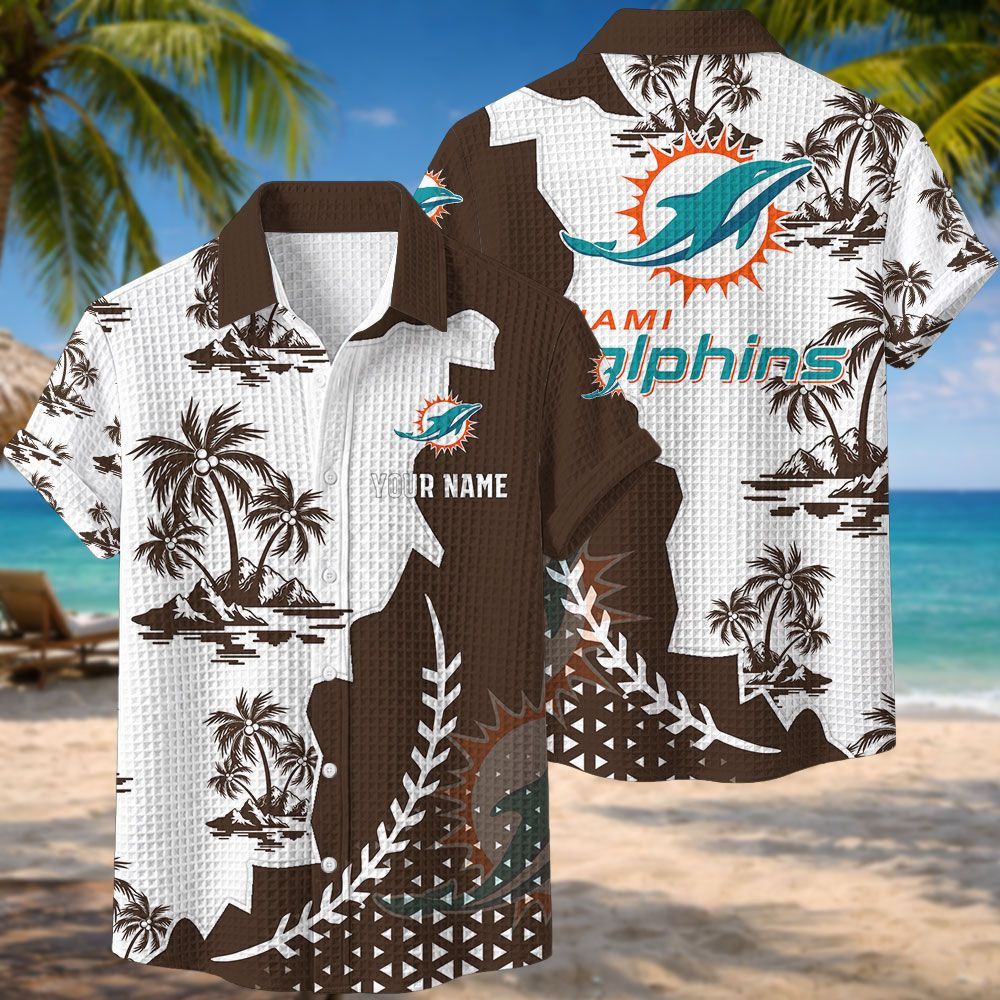 Miami Dolphins NFL Waffle Hawaiian Shirt PBRZQK9