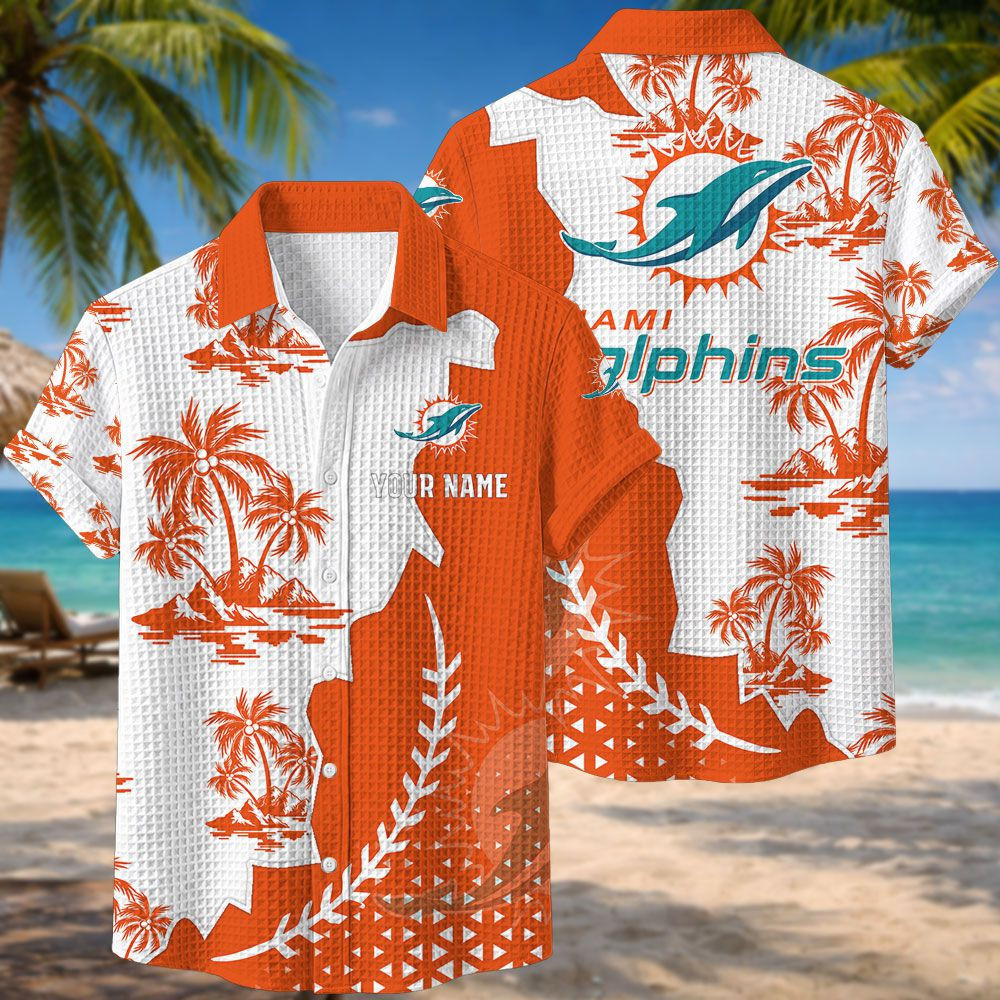Miami Dolphins NFL Waffle Hawaiian Shirt PBRZQK9
