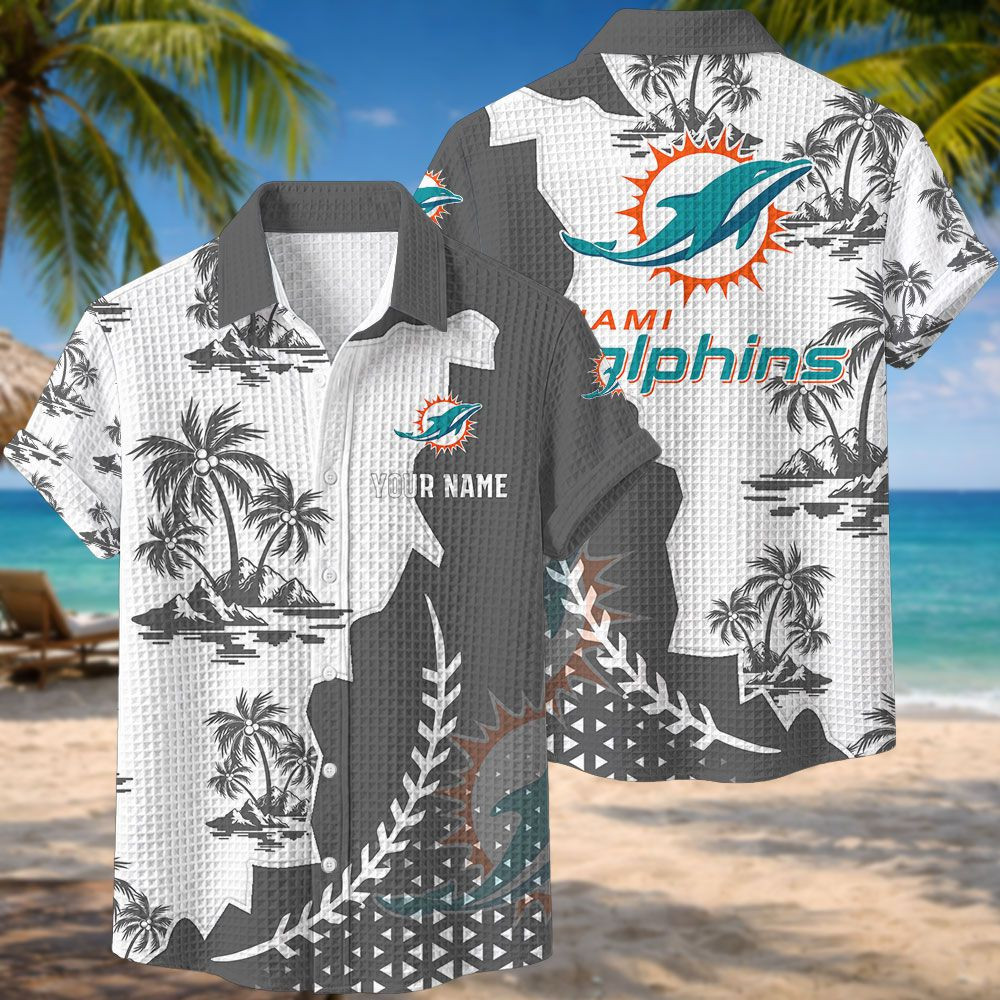 Miami Dolphins NFL Waffle Hawaiian Shirt PBRZQK9
