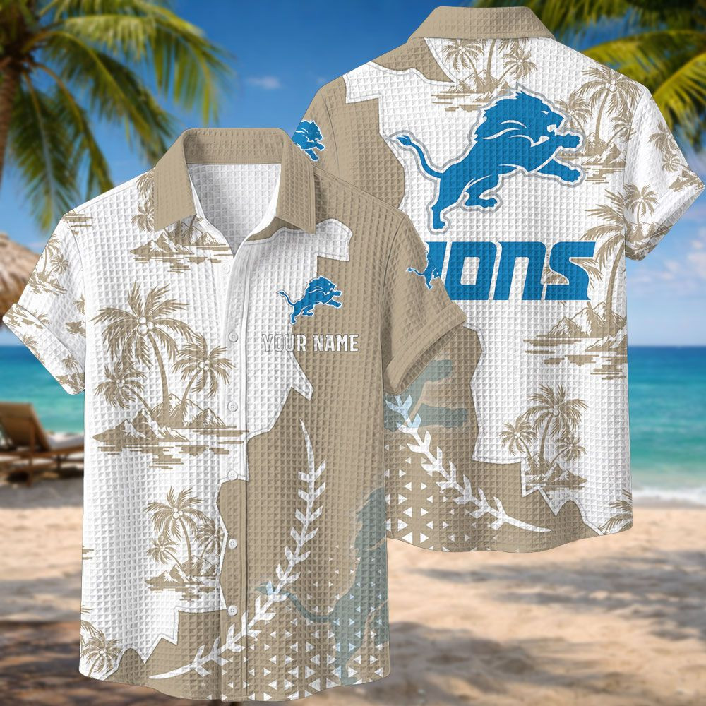 Detroit Lions NFL Waffle Hawaiian Shirt PBZUKN7