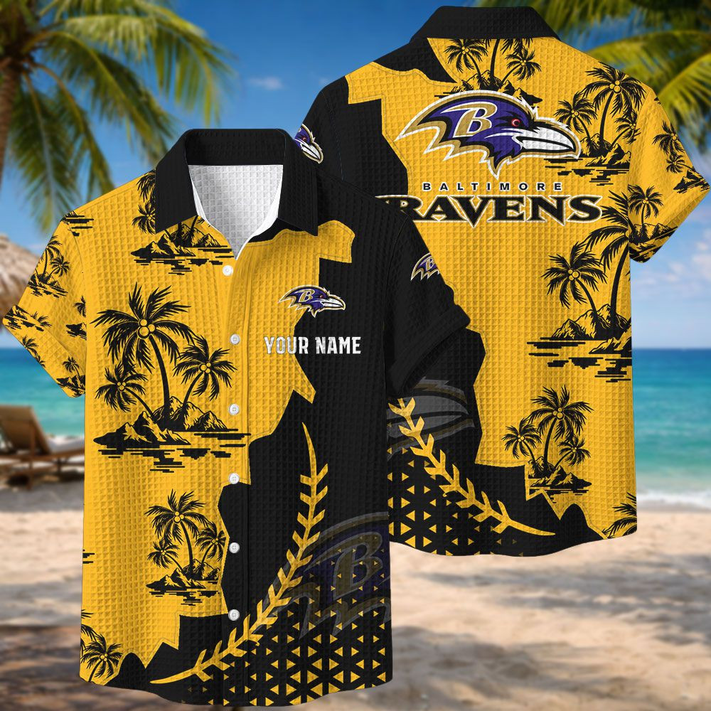 Baltimore Ravens NFL Waffle Hawaiian Shirt PB4UZDG