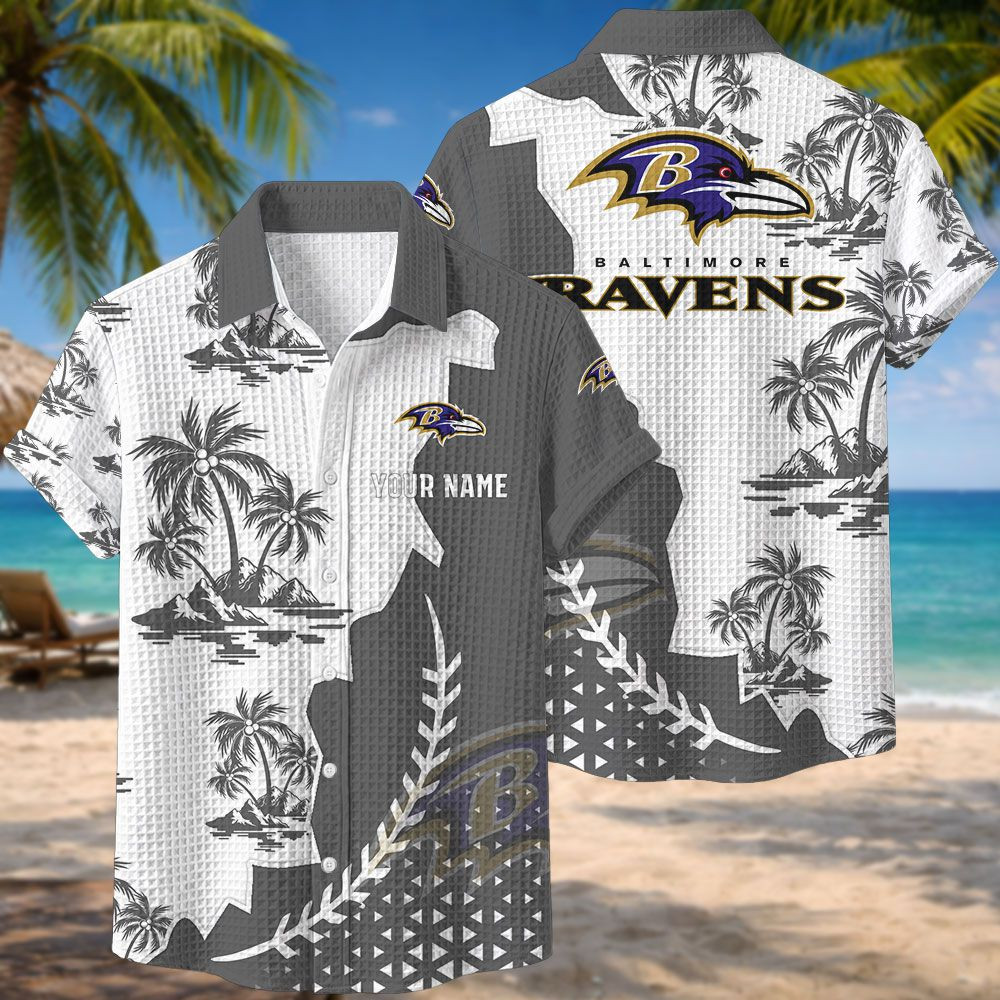 Baltimore Ravens NFL Waffle Hawaiian Shirt PB4UZDG