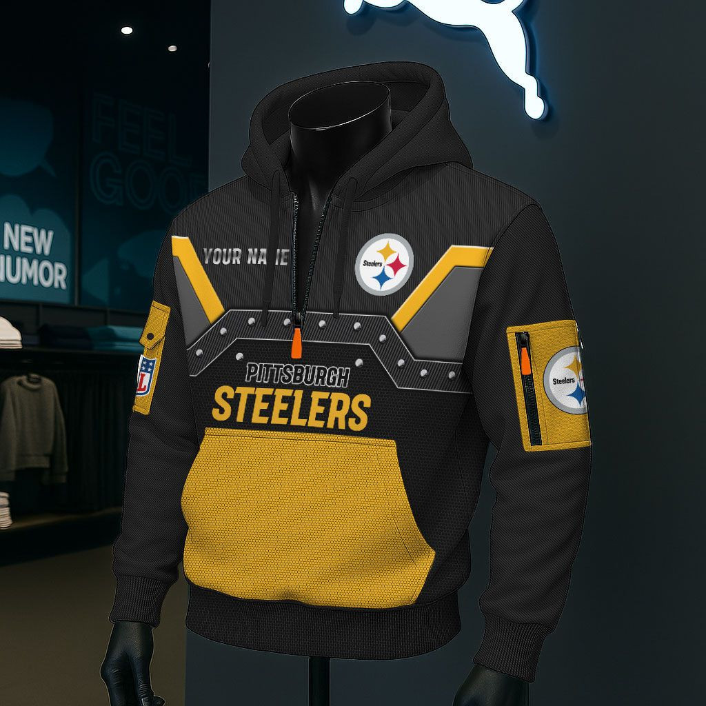 Pittsburgh Steelers NFL 3D Half-Zip Hoodie BRDCT3DA2724