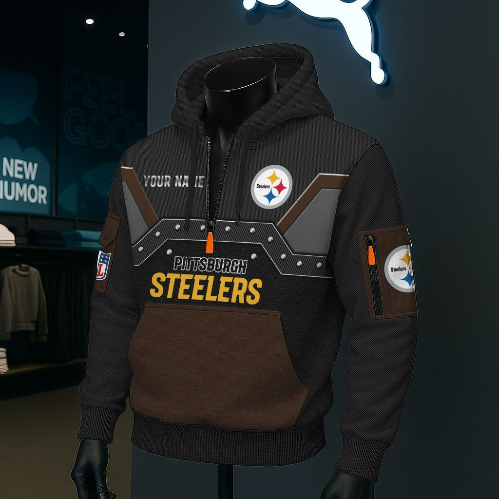 Pittsburgh Steelers NFL 3D Half-Zip Hoodie PB2OZ2T