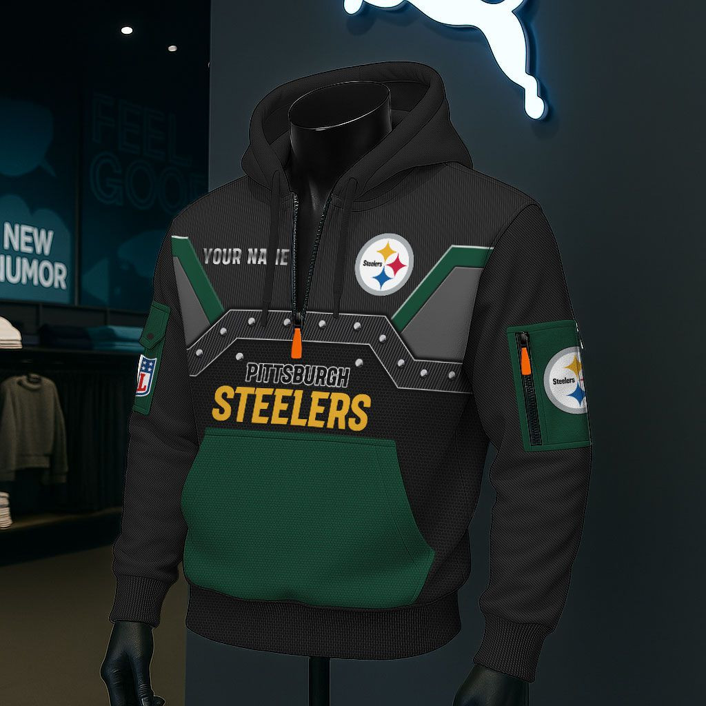 Pittsburgh Steelers NFL 3D Half-Zip Hoodie PB2OZ2T