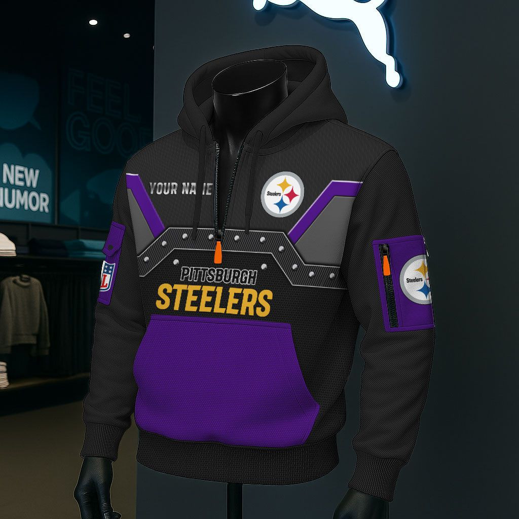 Pittsburgh Steelers NFL 3D Half-Zip Hoodie PB2OZ2T