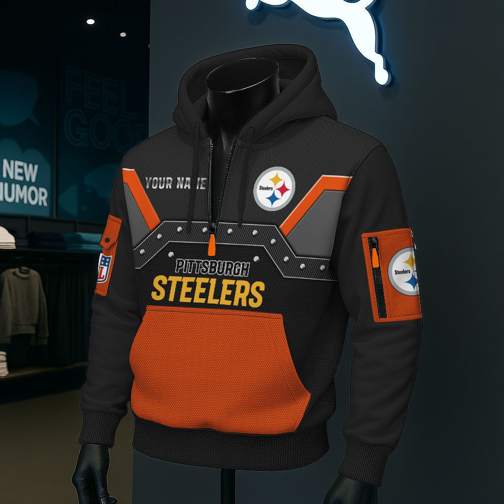 Pittsburgh Steelers NFL 3D Half-Zip Hoodie PB2OZ2T