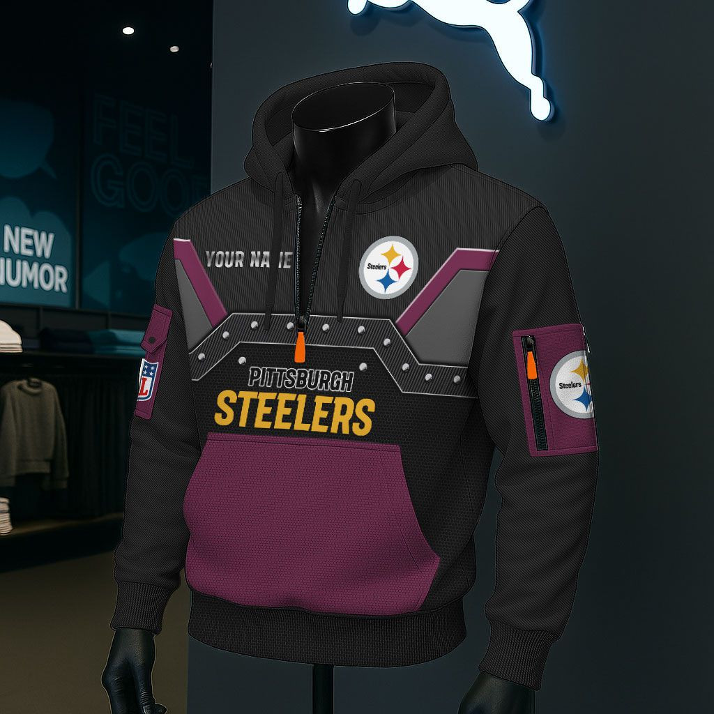 Pittsburgh Steelers NFL 3D Half-Zip Hoodie PB2OZ2T