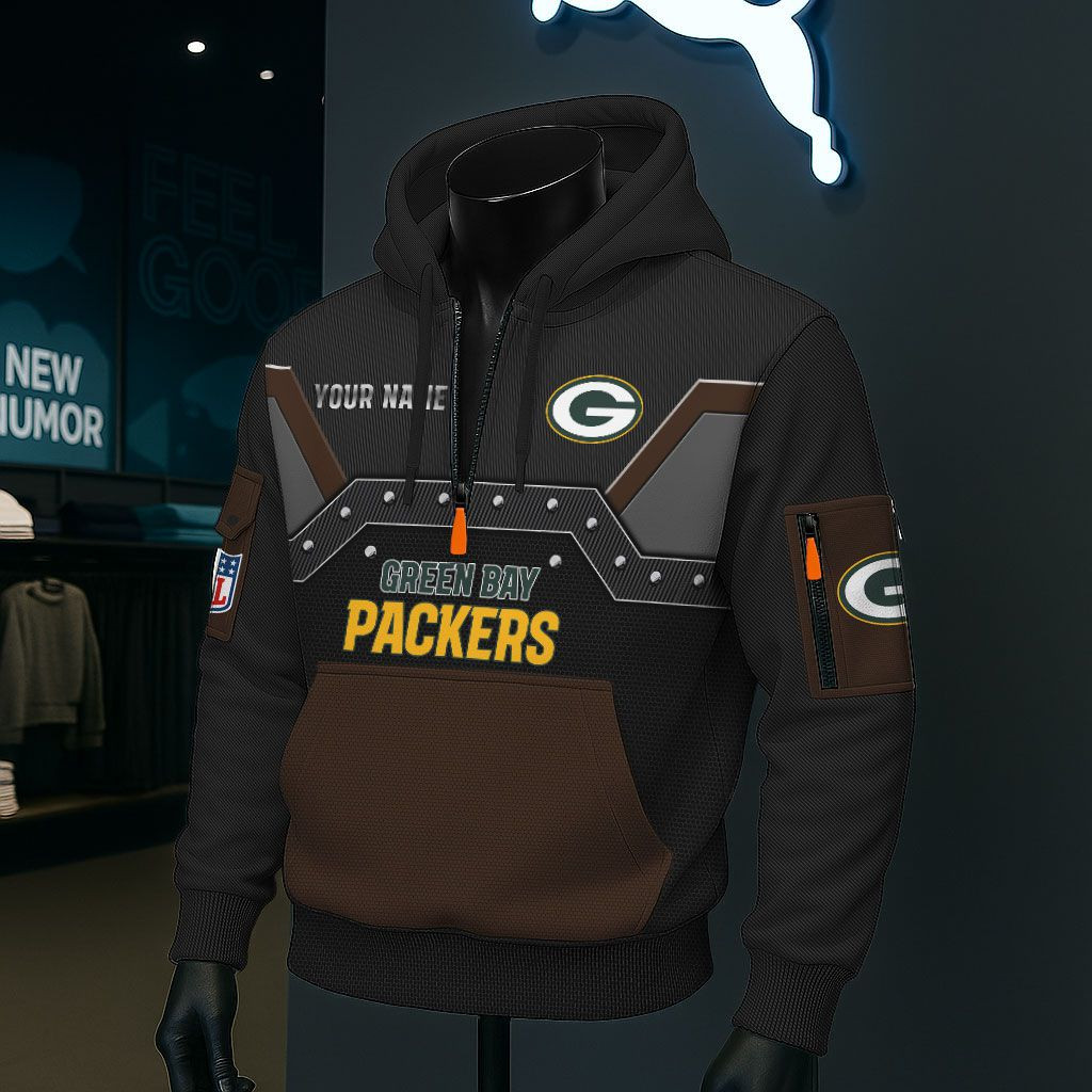 Green Bay Packers NFL 3D Half-Zip Hoodie PBB1H1M