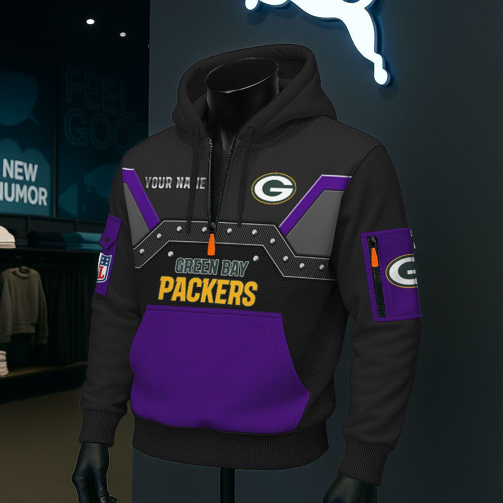 Green Bay Packers NFL 3D Half-Zip Hoodie PBB1H1M