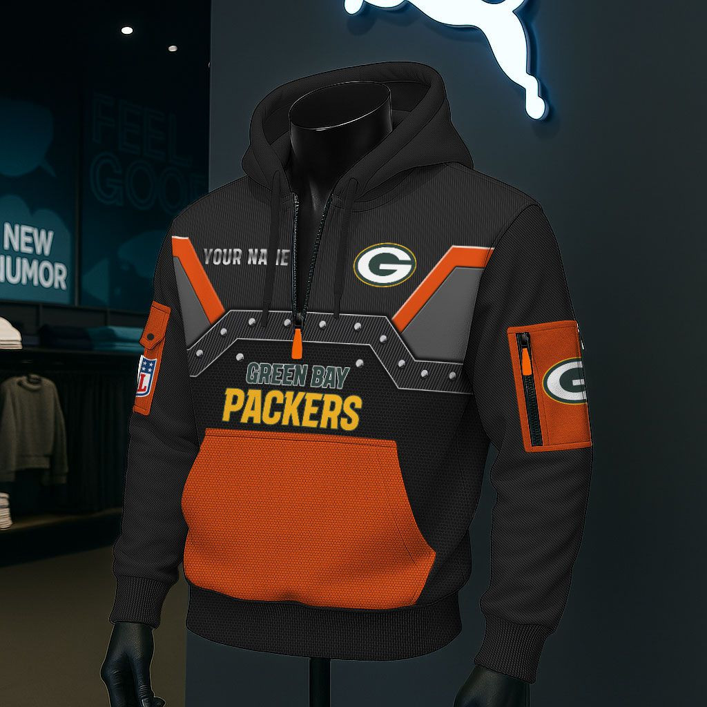 Green Bay Packers NFL 3D Half-Zip Hoodie PBB1H1M